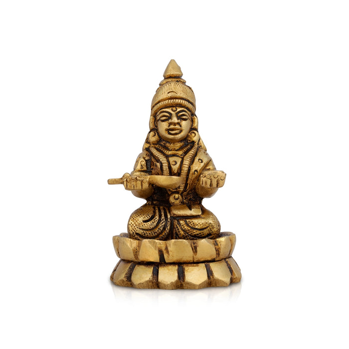 Annapoorani Sitting Lotus On Base Murti - 2.5 x 1.5 Inches | Antique Brass Idol/ Annapurna devi Statue