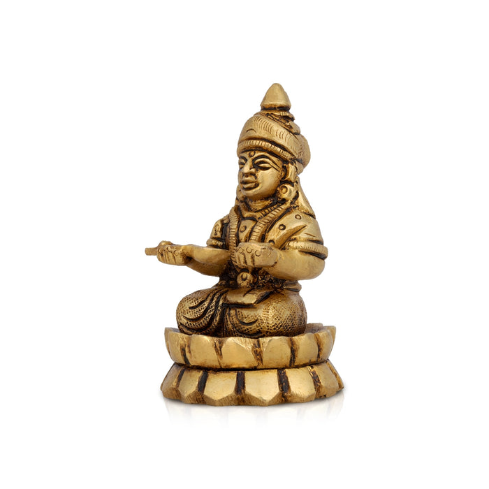 Annapoorani Sitting Lotus On Base Murti - 2.5 x 1.5 Inches | Antique Brass Idol/ Annapurna devi Statue