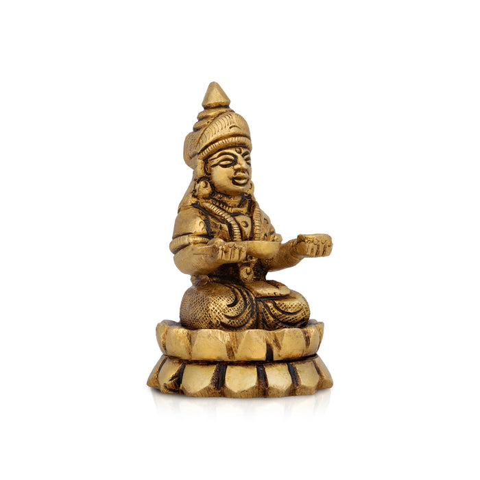 Annapoorani Sitting Lotus On Base Murti - 2.5 x 1.5 Inches | Antique Brass Idol/ Annapurna devi Statue