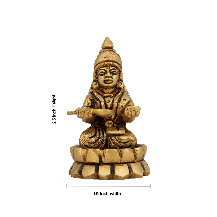Annapoorani Sitting Lotus On Base Murti - 2.5 x 1.5 Inches | Antique Brass Idol/ Annapurna devi Statue