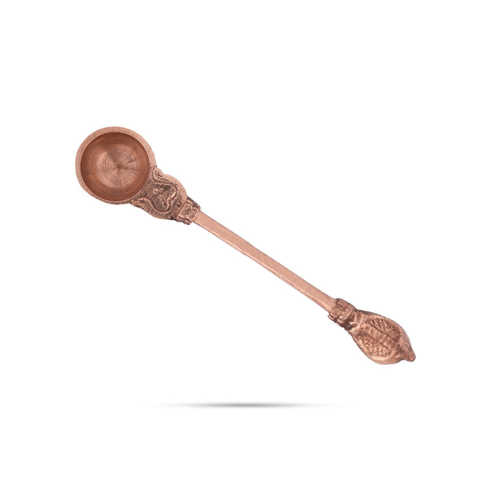 Achmani - 0.5 X 5.5 Inches | Nagam Design Handle Uddharani/ Copper Pali Spoon/ Achmani For Temple & Pooja