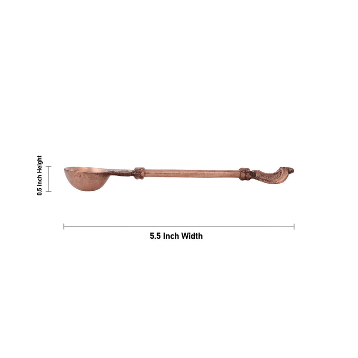 Achmani - 0.5 X 5.5 Inches | Nagam Design Handle Uddharani/ Copper Pali Spoon/ Achmani For Temple & Pooja
