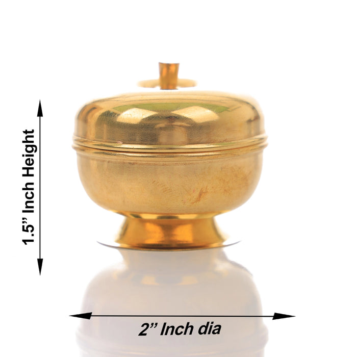 Kumkum Box With Base - 1.75 x 2 Inches | Brass Kumkum Bharani/ Sindoor Pot for Women
