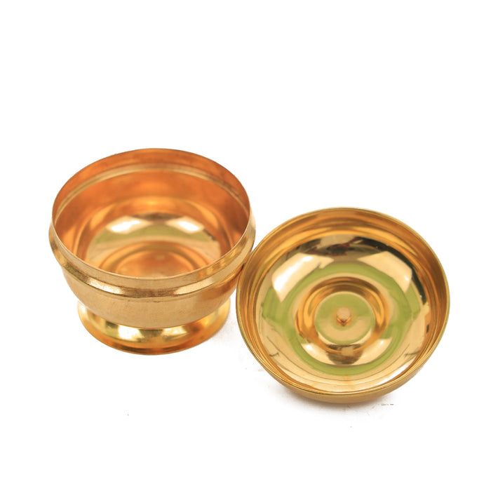 Kumkum Box With Base - 1.75 x 2 Inches | Brass Kumkum Bharani/ Sindoor Pot for Women