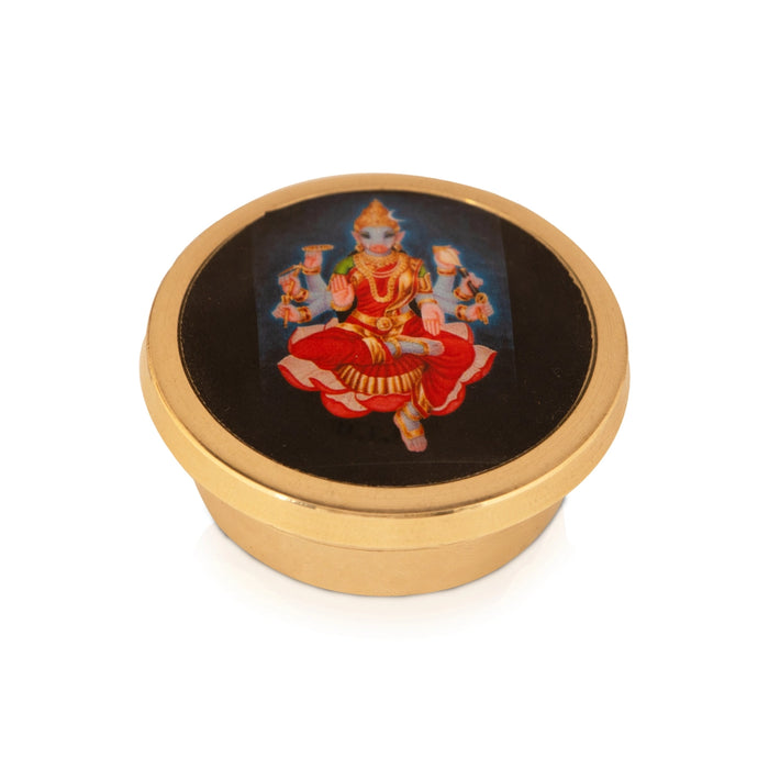 Kumkum Box - 0.75 x 2 Inches | Brass Kumkum Bharani/ Sindoor Pot With Varahi Design Lid for Women