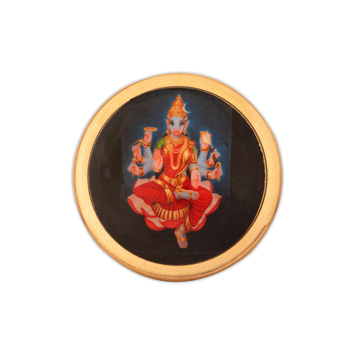 Kumkum Box - 0.75 x 2 Inches | Brass Kumkum Bharani/ Sindoor Pot With Varahi Design Lid for Women