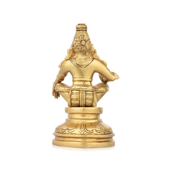 Ayyappa Idol Sitting On Base - 8.5 x 5 Inches | Antique Brass Idol/ Ayyappan Statue for Pooja
