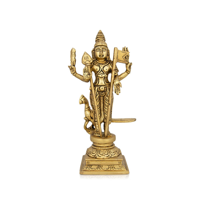 Mayil Murugan Statue - 8 X 4 Inches | Peacock Murugan Silai/ Antique Brass Idol For Pooja & Temple Décor