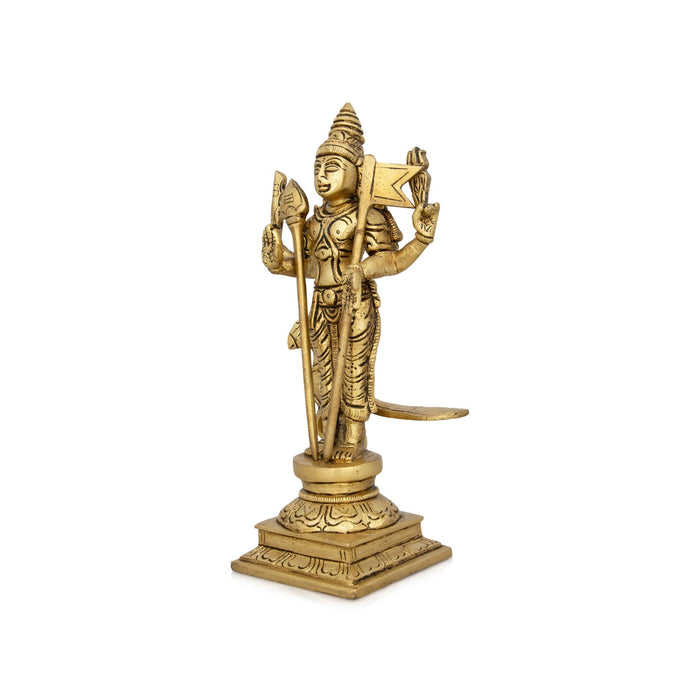 Mayil Murugan Statue - 8 X 4 Inches | Peacock Murugan Silai/ Antique Brass Idol For Pooja & Temple Décor