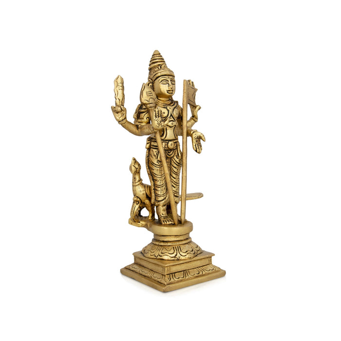 Mayil Murugan Statue - 8 X 4 Inches | Peacock Murugan Silai/ Antique Brass Idol For Pooja & Temple Décor