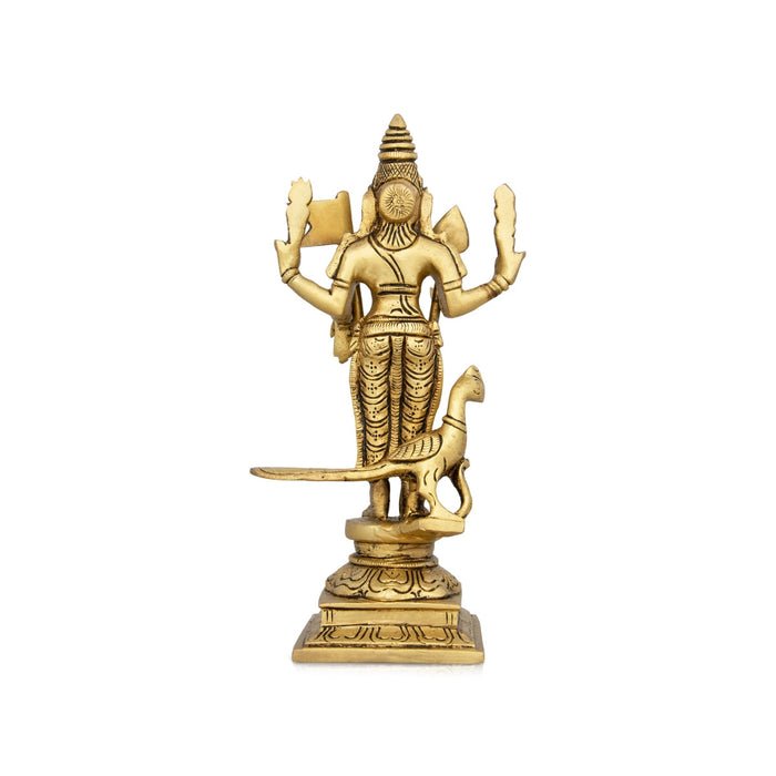 Mayil Murugan Statue - 8 X 4 Inches | Peacock Murugan Silai/ Antique Brass Idol For Pooja & Temple Décor