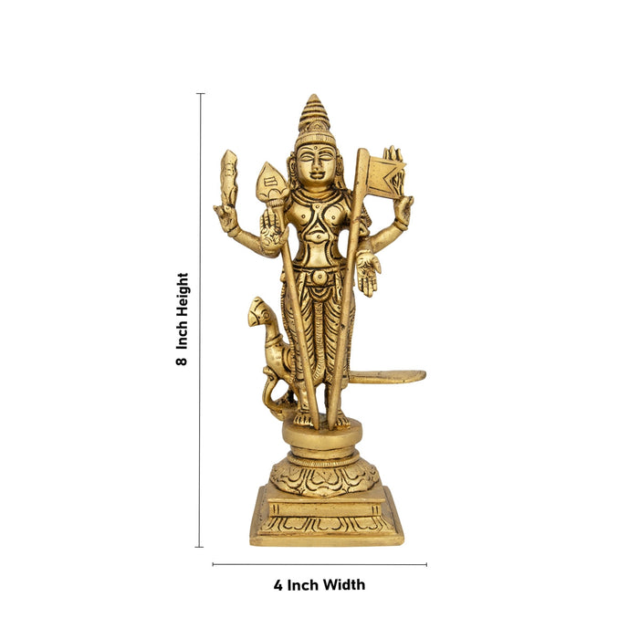 Mayil Murugan Statue - 8 X 4 Inches | Peacock Murugan Silai/ Antique Brass Idol For Pooja & Temple Décor