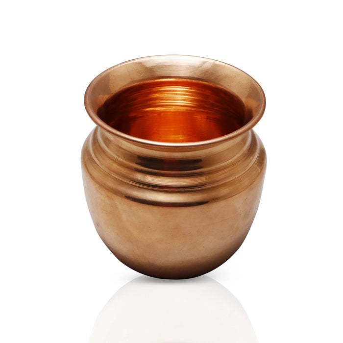 Copper Lota - 5 x 4.5 Inches | Copper Kalash/ Chombu for Pooja/ 275 Gms Approx