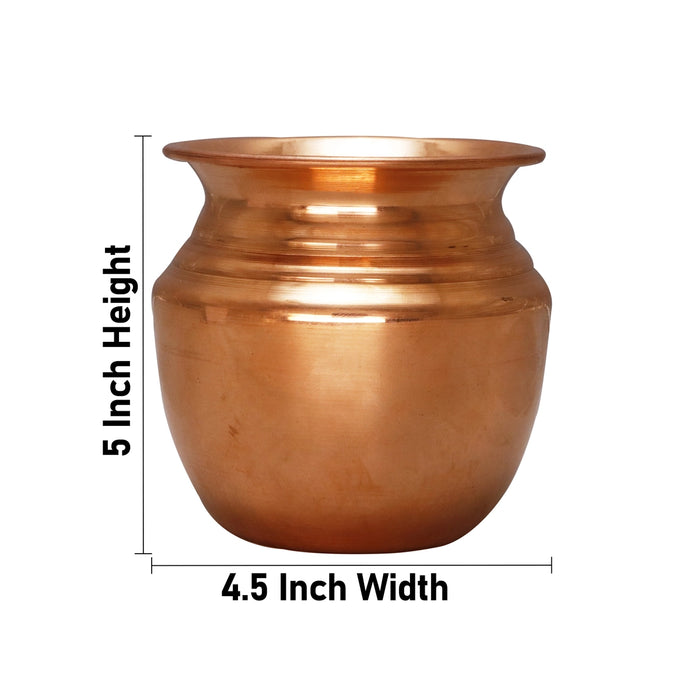 Copper Lota - 5 x 4.5 Inches | Copper Kalash/ Chombu for Pooja/ 275 Gms Approx