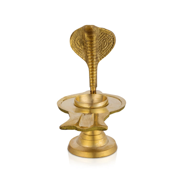 Brass Shivling With Nagam - 4 x 3 Inches | Avudaiyar with Nag/ Naga Lingam Base for Abhishekam