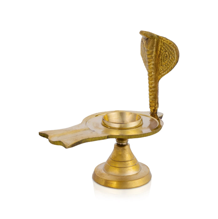 Brass Shivling With Nagam - 4 x 3 Inches | Avudaiyar with Nag/ Naga Lingam Base for Abhishekam
