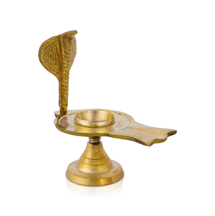 Brass Shivling With Nagam - 4 x 3 Inches | Avudaiyar with Nag/ Naga Lingam Base for Abhishekam