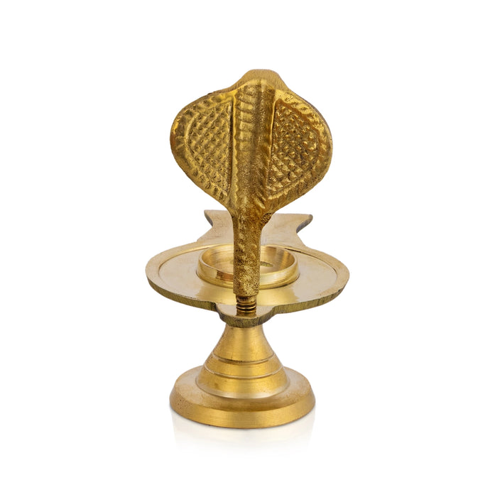Brass Shivling With Nagam - 4 x 3 Inches | Avudaiyar with Nag/ Naga Lingam Base for Abhishekam