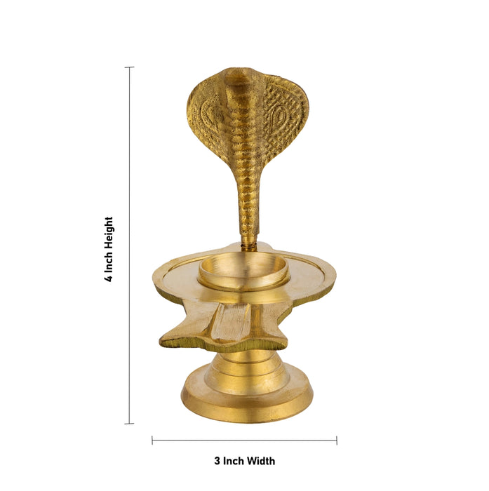 Brass Shivling With Nagam - 4 x 3 Inches | Avudaiyar with Nag/ Naga Lingam Base for Abhishekam