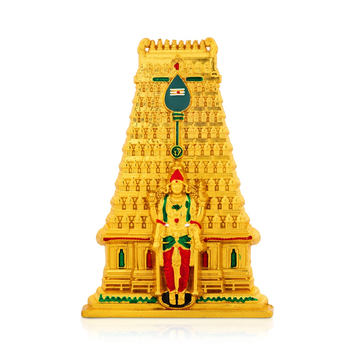 Murugan Gopuram Statue - 6 x 4 Inches | Zinc Idol/ Lord Murugan with Temple Tower for Pooja & Home Decor
