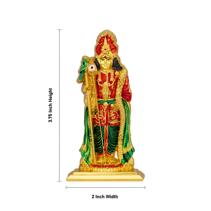 Raja Alangara Murugan Standing On Base Statue - 3.75 x 2 Inches | Zinc Idol/ Karthikeyan Figurine For Pooja