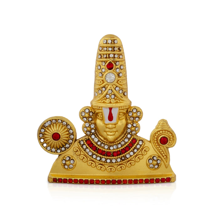 Balaji Bust Murti - 3 x 2.5 Inches | Zinc Stone Perumal Idol/ Lord Srinivasa Statue For Decor