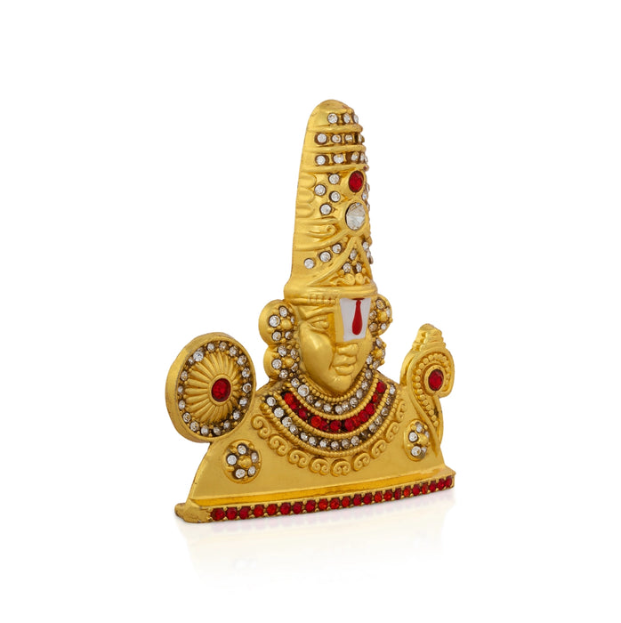 Balaji Bust Murti - 3 x 2.5 Inches | Zinc Stone Perumal Idol/ Lord Srinivasa Statue For Decor