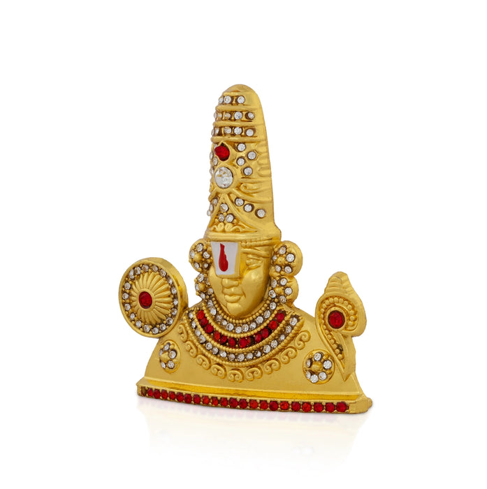 Balaji Bust Murti - 3 x 2.5 Inches | Zinc Stone Perumal Idol/ Lord Srinivasa Statue For Decor