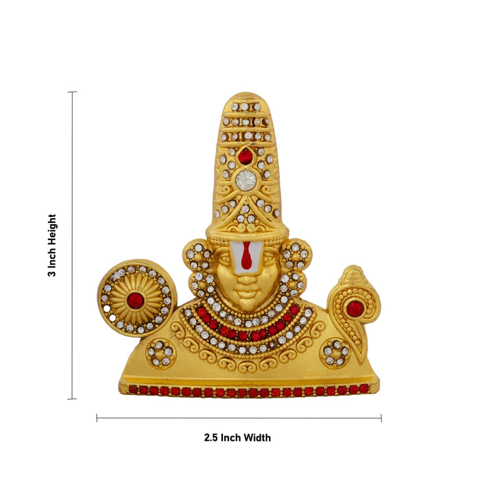 Balaji Bust Murti - 3 x 2.5 Inches | Zinc Stone Perumal Idol/ Lord Srinivasa Statue For Decor