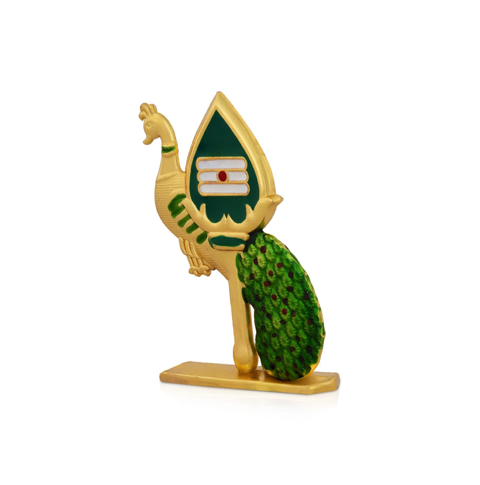 Peacock With Vel - 3 x 2 Inches | Zinc Vel/ Murugan Spear with Peacock For Table Decor & Car Dashboard