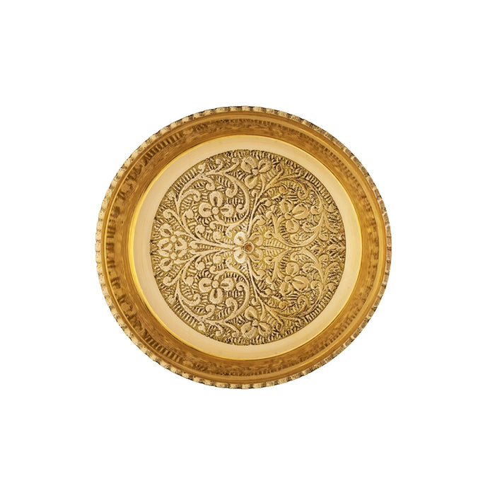Cutting Plate - 1 x 4 Inches | Brass Pooja Plate/ Decorative Thali for Pooja Rituals
