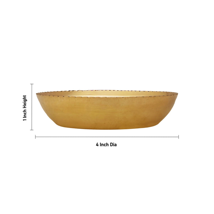 Cutting Plate - 1 x 4 Inches | Brass Pooja Plate/ Decorative Thali for Pooja Rituals