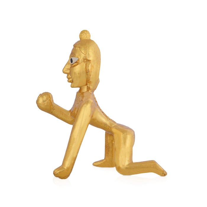 Crawling Krishna Idol - 3 x 3 Inches | Gold Polish Idol/ Laddu Gopal Statue For Pooja