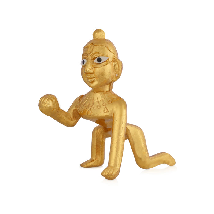 Crawling Krishna Idol - 3 x 3 Inches | Gold Polish Idol/ Laddu Gopal Statue For Pooja