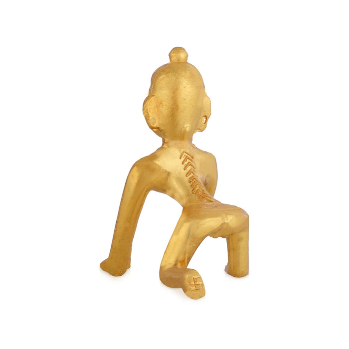 Crawling Krishna Idol - 3 x 3 Inches | Gold Polish Idol/ Laddu Gopal Statue For Pooja