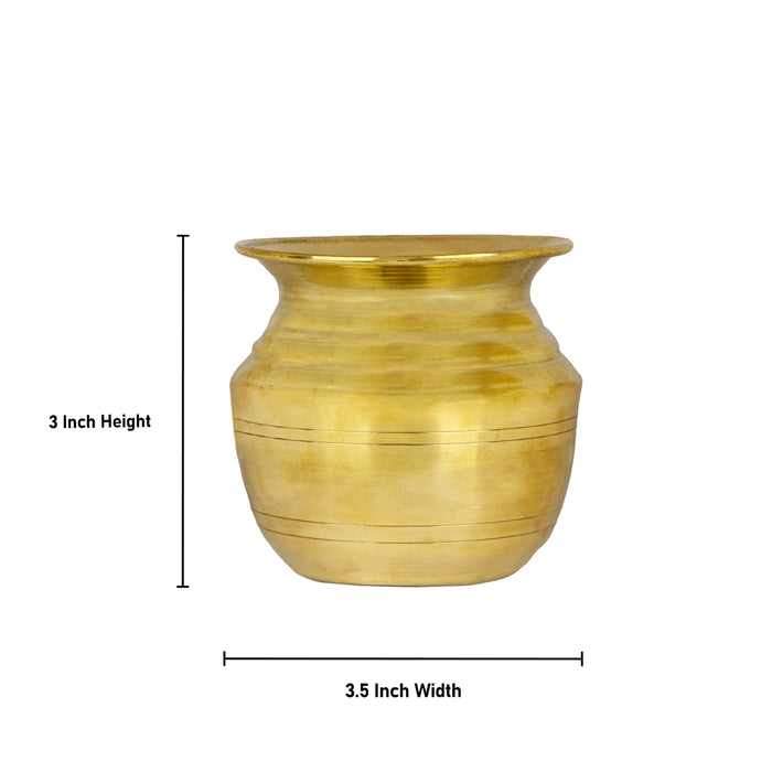 Brass Lota - 3 x 3.5 Inches | Brass Kalash/ Chombu for Pooja/ 150 Gms Approx