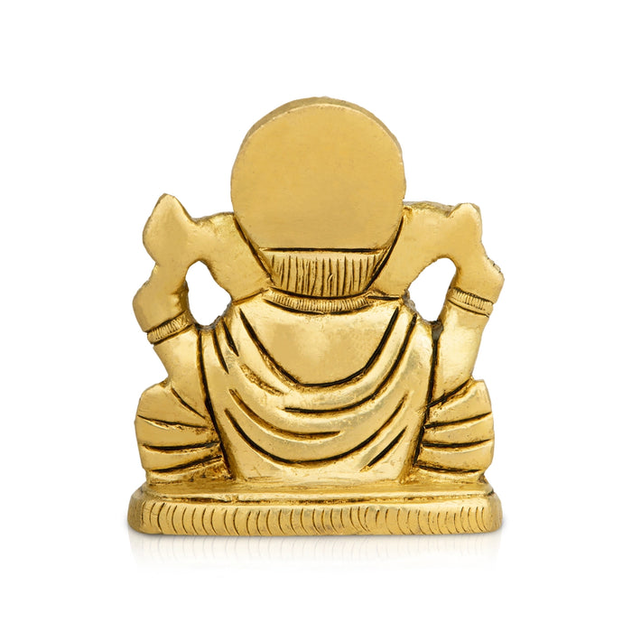 Ganesh Murti Sitting On Base - 3.5 x 2.5 Inches | Ganpati Murti/ Antique Brass Idol for Pooja