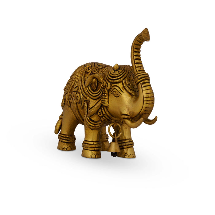 Elephant Statue - 4.5 X 5.5 Inches | Antique Brass Idol/ Elephant Sculpture/ Elephant Idol For Home & Vastu