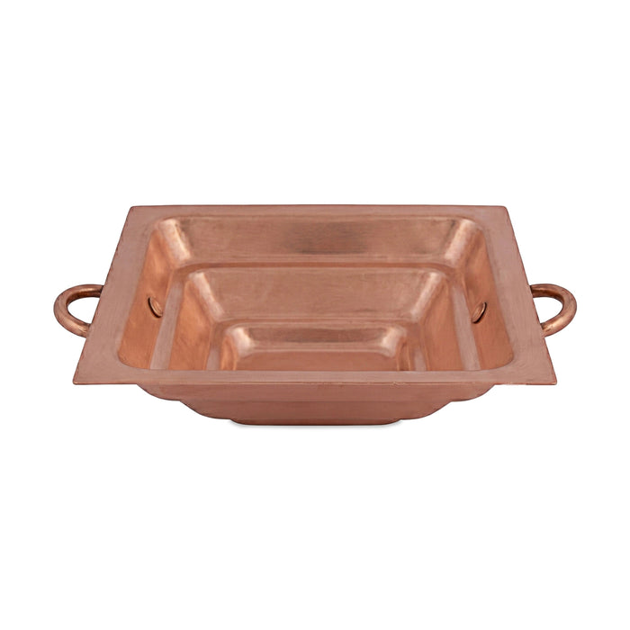 Havan Kund Without Stand - 5.5 x 5.5 Inches  | Copper Agnihotra/ Hawan Kund With Handle For Yajna And Homam