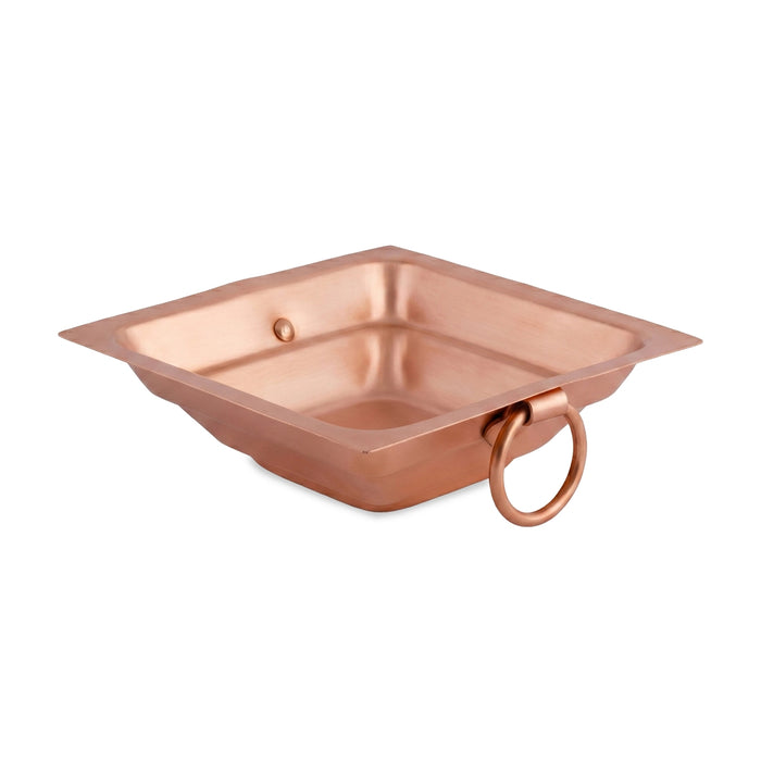 Havan Kund Without Stand - 5.5 x 5.5 Inches  | Copper Agnihotra/ Hawan Kund With Handle For Yajna And Homam