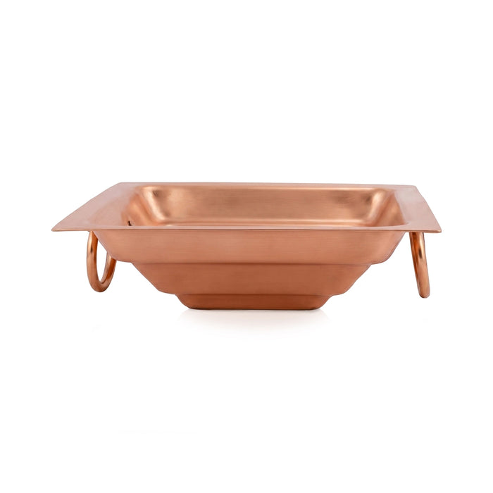 Havan Kund Without Stand - 5.5 x 5.5 Inches  | Copper Agnihotra/ Hawan Kund With Handle For Yajna And Homam