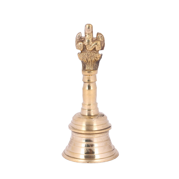 Hand Bell - 4.25 x 1.75 Inches | Ganesh Handle Ghanti/ Brass Bell/ Pooja Bell for Home
