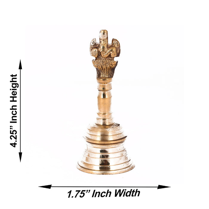 Hand Bell - 4.25 x 1.75 Inches | Ganesh Handle Ghanti/ Brass Bell/ Pooja Bell for Home