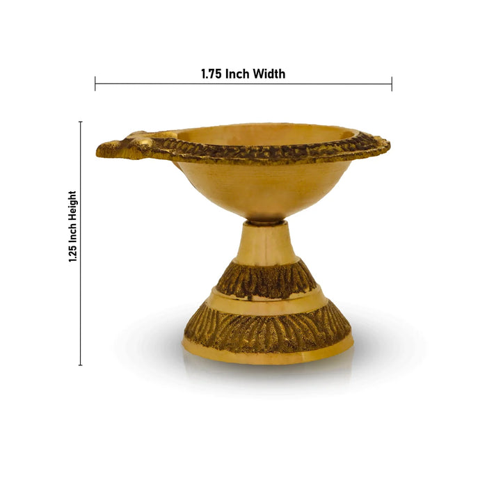 Brass Laxmi Kuber Deep With Stand - 1.25 x 1.75 Inches | Brass Lamp/ Lakshmi Kubera Vilakku for Pooja