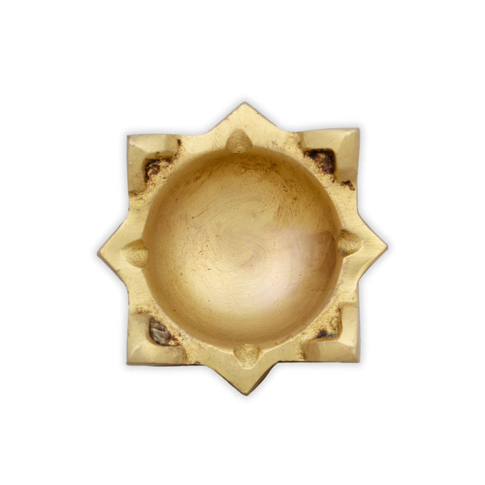 Tulsi Maadam Design Brass Lamp - 2 x 2 Inches | Antique Polish Vilakku/ Brass Pooja Diya/ Brass Deepam for Home