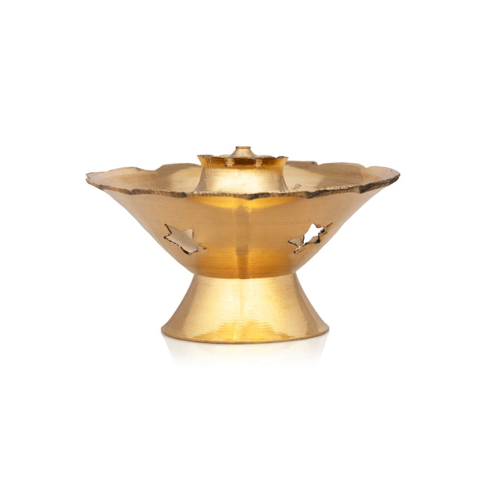 Flower Design Incense Holder With Base - 1 x 2.25 Inches | Brass Agarbathi Stand/ Agarbatti Stand for Pooja