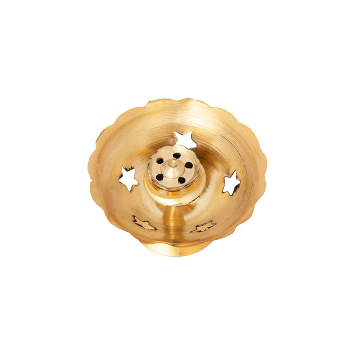 Flower Design Incense Holder With Base - 1 x 2.25 Inches | Brass Agarbathi Stand/ Agarbatti Stand for Pooja