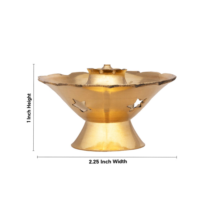 Flower Design Incense Holder With Base - 1 x 2.25 Inches | Brass Agarbathi Stand/ Agarbatti Stand for Pooja