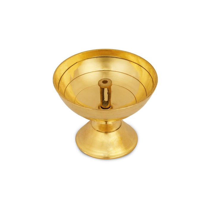 Nanda Deepam With Base - 2.5 x 3.5 Inches | Brass Lamp/ Nandha Vilakku/ Brass Pooja Diya for Home