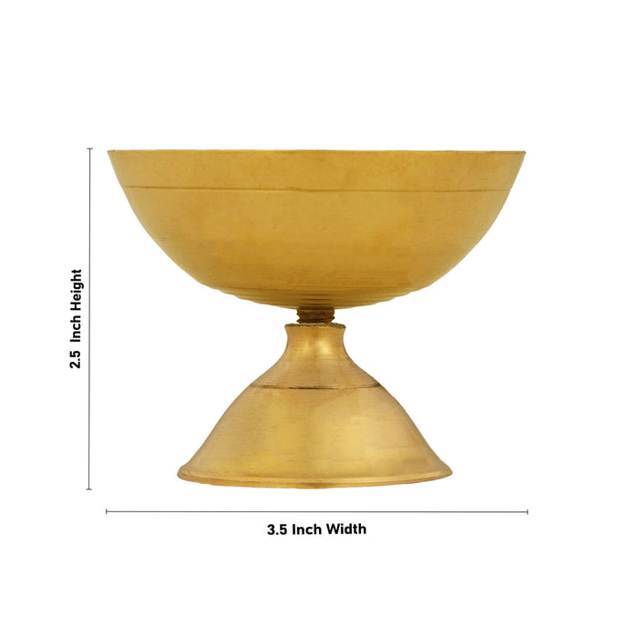 Nanda Deepam With Base - 2.5 x 3.5 Inches | Brass Lamp/ Nandha Vilakku/ Brass Pooja Diya for Home